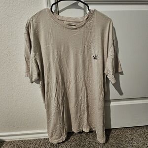Cooke Collective Beige Embroidered Weed Leaf T-Shirt Men's Size L